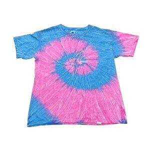 Color Tone Tie Dye T-Shirt Blue Pink Spiral Cotton Tee